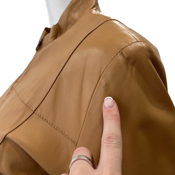 $1550 Remy Brown Camel Leather Short Moto Jacket size Medium - Picture 10 of 15